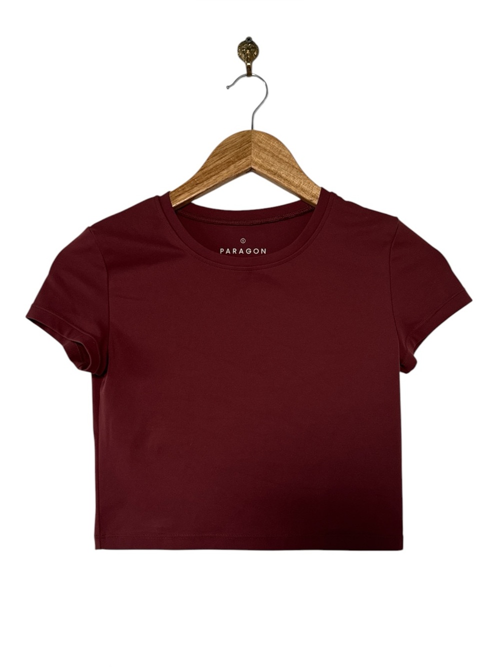 PARAGON Maroon Short-Sleeve Crewneck Crop Top EUC